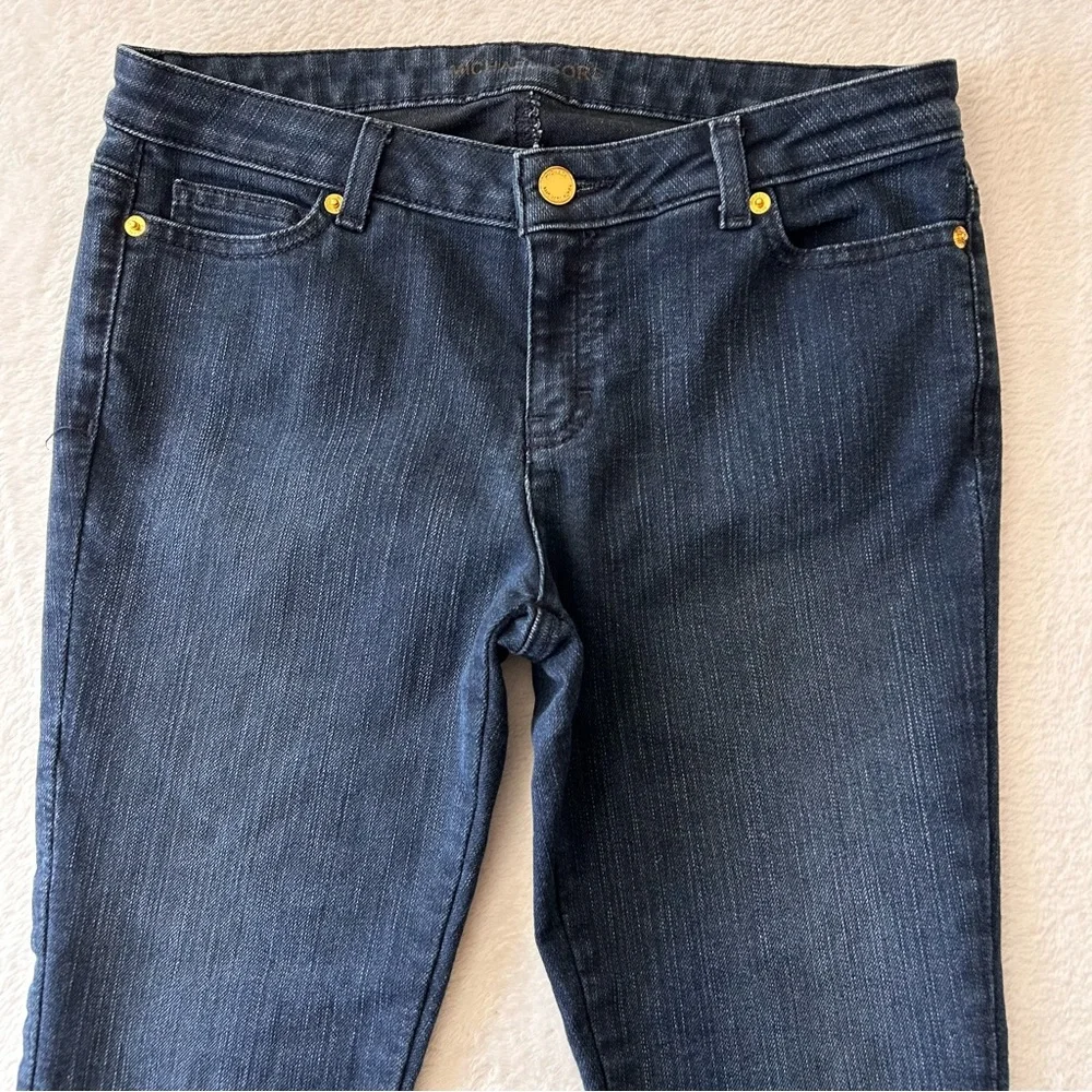 Michael Kors Women's Jeans Size 6P Blue Denim Skinny Stretch Ankle Zip Logo